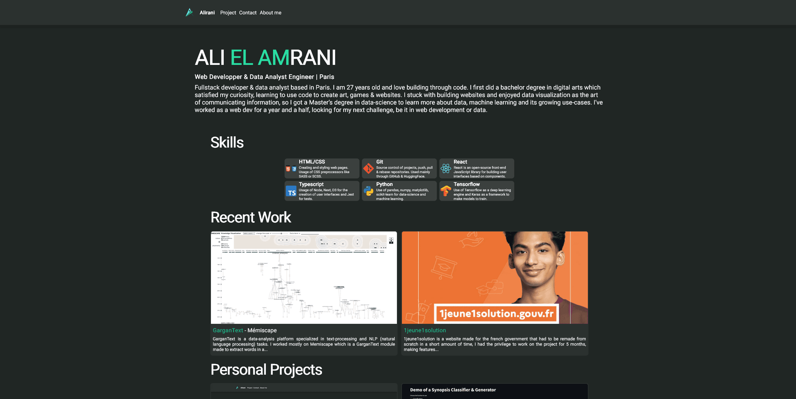 A screenshot of an app homepage